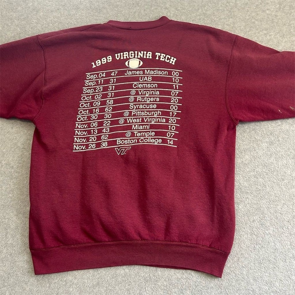 Vintage Virginia Tech‎ Sweater Mens XL Maroon Hokies 1999 Perfect Season 90s - Picture 2 of 11
